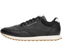Tommy Hilfiger Men’s New EVA Leather Runner Trainers, Black (Black), 6.5