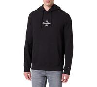 Tommy Hilfiger Men’s Outline Flag Script Hoodie, Black (Black), M
