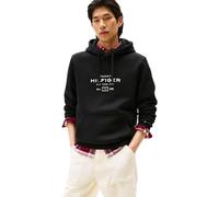 Tommy Hilfiger Men’s Oval Graphic Hoodie with Logo, Black (Black), S