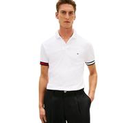 Tommy Hilfiger Men’s Polo Shirt Short Sleeve Liquid Cotton Slim Fit, White (White), S