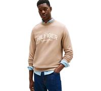 Tommy Hilfiger Men’s Regular Fit Arch Crew Neck Sweatshirt, Beige (Coastal Taupe), XL