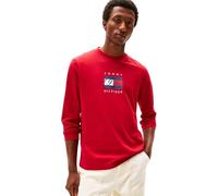 Tommy Hilfiger Men’s Regular Fit Linear Flag Graphic Long Sleeve Top, Red (Medium Red), M