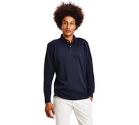 Tommy Hilfiger Men’s Regular Fit Long Sleeve Polo Shirt with Button Placket, Blue (Desert Sky), XL