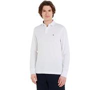 Tommy Hilfiger Men’s Regular Fit Long Sleeve Polo Shirt with Button Placket, White (White), L