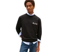Tommy Hilfiger Men’s Round Neck Small Crest Outline Sweatshirt, Black (Black), L