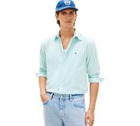 Tommy Hilfiger Men’s Shirt Flex Poplin Classic in Cotton, Turquoise (Arctic Aqua/Stripe), M