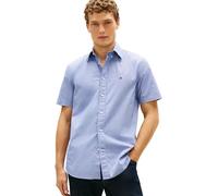 Tommy Hilfiger Men's Flex Poplin Houndstooth Ss Shirt Mw0Mw38589, Blue, XL
