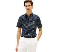 Tommy Hilfiger Men’s Shirt Flex Poplin Short Sleeve, Blue (Desert Sky/Allover), S