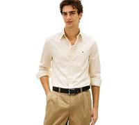 Tommy Hilfiger Men’s Shirt Flex Poplin Solid Regular Fit, Off-White (Muslin), XL