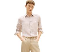 Tommy Hilfiger Men’s Shirt Linen Bengal Stripe Regular Fit, Beige (Sandalwood/Stripe), XL