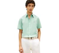 Tommy Hilfiger Men’s Shirt Linen Blend Solid Short Sleeve, Green (Crushed Mint), XXL