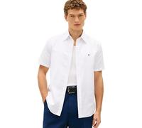 Tommy Hilfiger Men’s Shirt Linen Blend Solid Short Sleeve, White (White), S