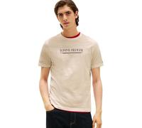 Tommy Hilfiger Men’s Short Sleeve Brand Love Cotton T-Shirt, Off-White (Newsprint), L