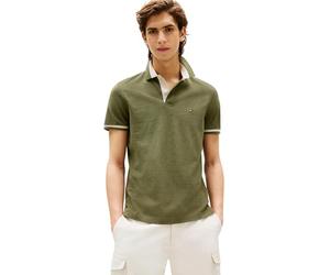 Tommy Hilfiger Men’s Short Sleeve Contrast Collar Block Regular Fit Polo Shirt, Green (Battle Green Heather B6894), M