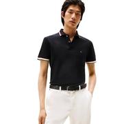 Tommy Hilfiger Men’s Short Sleeve Cuff Interest Slim Fit Polo Shirt, Black (Black), XXL