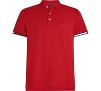 Tommy Hilfiger Men’s Short Sleeve Flag Cuff Slim Fit Polo Shirt, Multicolor (Medium Red), 3XL