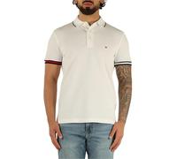 Tommy Hilfiger Men’s Short Sleeve Flag Cuff Slim Fit Polo Shirt, White (White), M