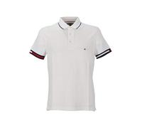Tommy Hilfiger Men’s Short Sleeve Flag Cuff Slim Fit Polo Shirt, White (White), S