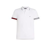 Tommy Hilfiger Men’s Short Sleeve Flag Cuff Slim Fit Polo Shirt, White (White), XXL
