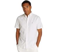 Tommy Hilfiger Men’s Short Sleeve Flex Poplin Shirt, Multicolor (Citronella/Optic White), XS
