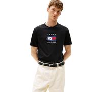Tommy Hilfiger Men’s Short Sleeve Linear Flag Graphic Regular Fit T-Shirt, Black (Black), M