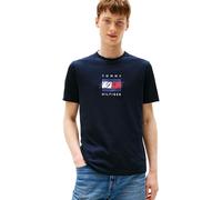 Tommy Hilfiger Men’s Short Sleeve Linear Flag Graphic Regular Fit T-Shirt, Blue (Desert Sky), S