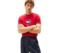 Tommy Hilfiger Men’s Short Sleeve Linear Flag Graphic Regular Fit T-Shirt, Red (Medium Red), XS