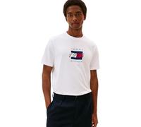 Tommy Hilfiger Men’s Short Sleeve Linear Flag Graphic Regular Fit T-Shirt, White (White), S