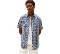 Tommy Hilfiger Men’s Short Sleeve Linen Blend Print Shirt, Multicolor (Carbon Navy/Allover), L