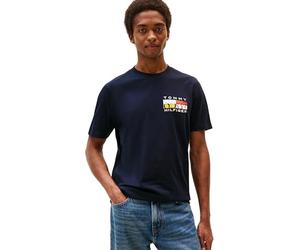 Tommy Hilfiger Men’s Short Sleeve Regular Fit Colour Flag T-Shirt, Blue (Desert Sky), XXL