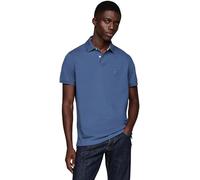 Tommy Hilfiger Men’s Short Sleeve Regular Fit Polo Shirt with Button Placket, Blue (Aegean Sea), XL