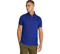 Tommy Hilfiger Men’s Short Sleeve Regular Fit Polo Shirt with Button Placket, Blue (Wedge Blue), XS