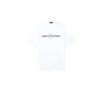 Tommy Hilfiger Men’s Short Sleeve Round Neck Chest Stripe T-Shirt, White (White), XXL