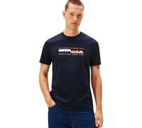 Tommy Hilfiger Men’s Short Sleeve Round Neck Colour Block Graphic T-Shirt, Blue (Desert Sky), XS