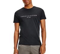Tommy Hilfiger Men’s Short Sleeve Round Neck Core Tommy Logo T-Shirt, Black (Jet Black), XL