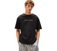 Tommy Hilfiger Men’s Short Sleeve Round Neck Logo T-Shirt, Black (Black), XL