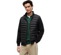 Tommy Hilfiger Men’s Stand Collar Mix Media Quilted Sweatshirt with Zip, Black (Black), M