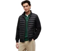 Tommy Hilfiger Men’s Stand Collar Mix Media Quilted Sweatshirt with Zip, Black (Black), XXL