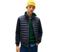 Tommy Hilfiger Men’s Stand Collar Mix Media Quilted Sweatshirt with Zip, Blue (Desert Sky), XL