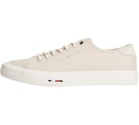Tommy Hilfiger Men’s Street Canvas Vulcanised Trainers with Logo, Off-White (Newsprint), 10.5