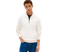 Tommy Hilfiger Men’s Sweatshirt with Zip Essential Terry New with Stand Collar, Off-White (Ivory Petal), M