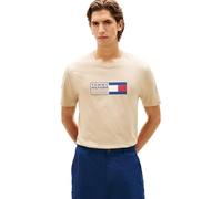 Tommy Hilfiger Men’s T-Shirt Short Sleeve Brand Love Text Box in Cotton, Beige (Sandalwood), L