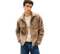 Tommy Hilfiger Men’s Teddy Fleece Zip Through Sweatshirt with Stand Collar, Beige (Coastal Taupe), L
