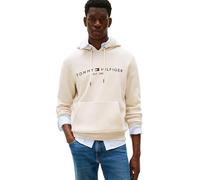 Tommy Hilfiger Men’s Tommy Logo Hoodie, Beige (Heathered Oatmilk), S