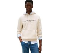 Tommy Hilfiger Men’s Tommy Logo Hoodie, Beige (Heathered Oatmilk), XL
