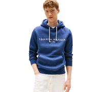 Tommy Logo Hoodie with Embroidered Logo in Cotton Mix indigo