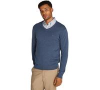 Tommy Hilfiger Men’s V-Neck Essential Cotton Jumper, Blue (Aegean Sea Heather), S
