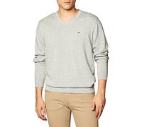 Tommy Hilfiger Men’s V-Neck Essential Cotton Jumper, Grey (Medium Grey Heather), S