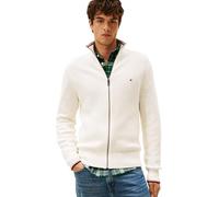 Tommy Hilfiger Men’s Zip Through Ribbed Jumper with Stand Collar, Off-White (Ivory Petal), XXL