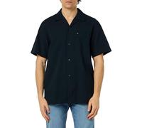 Tommy Hilfiger Men Seersucker Solid Shirt S/S Casual Shirts, Blue, XL
